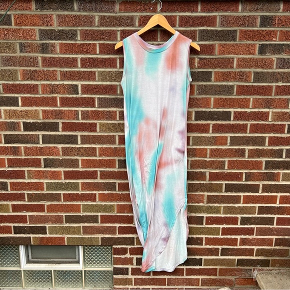 SHEIN Dresses & Skirts - SHEIN Blue and Mauve Pink Tie Die Sleeveless Maxi Dress